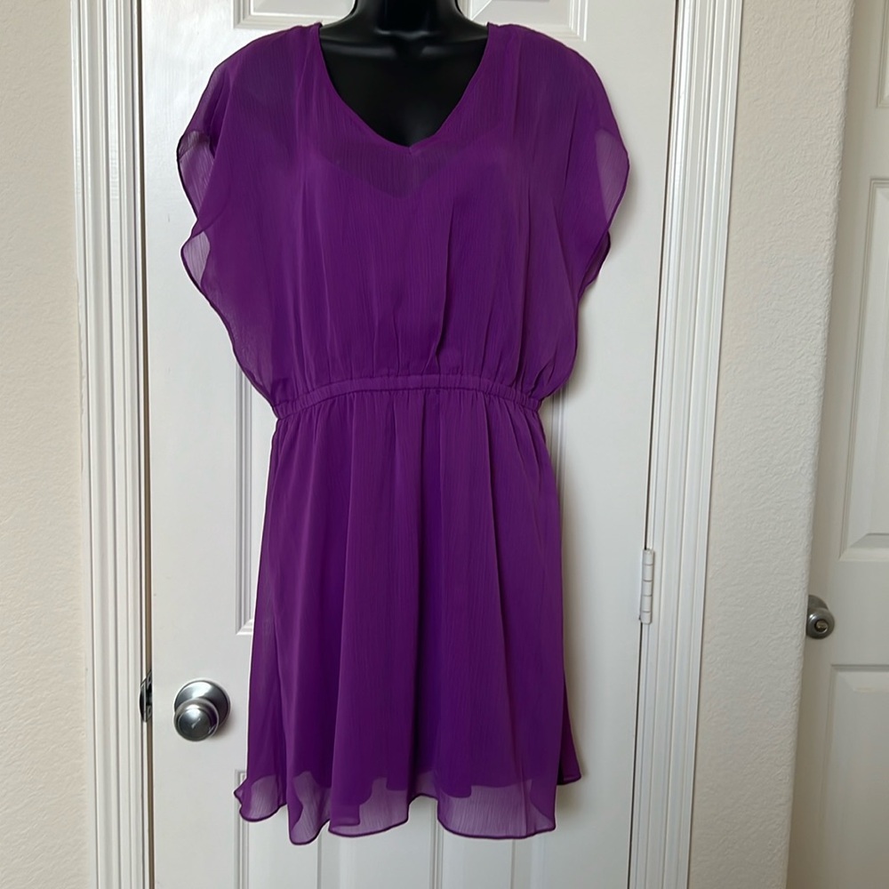 Express off the shoulder purple dress. Excellent condition. Size L. Has underlay